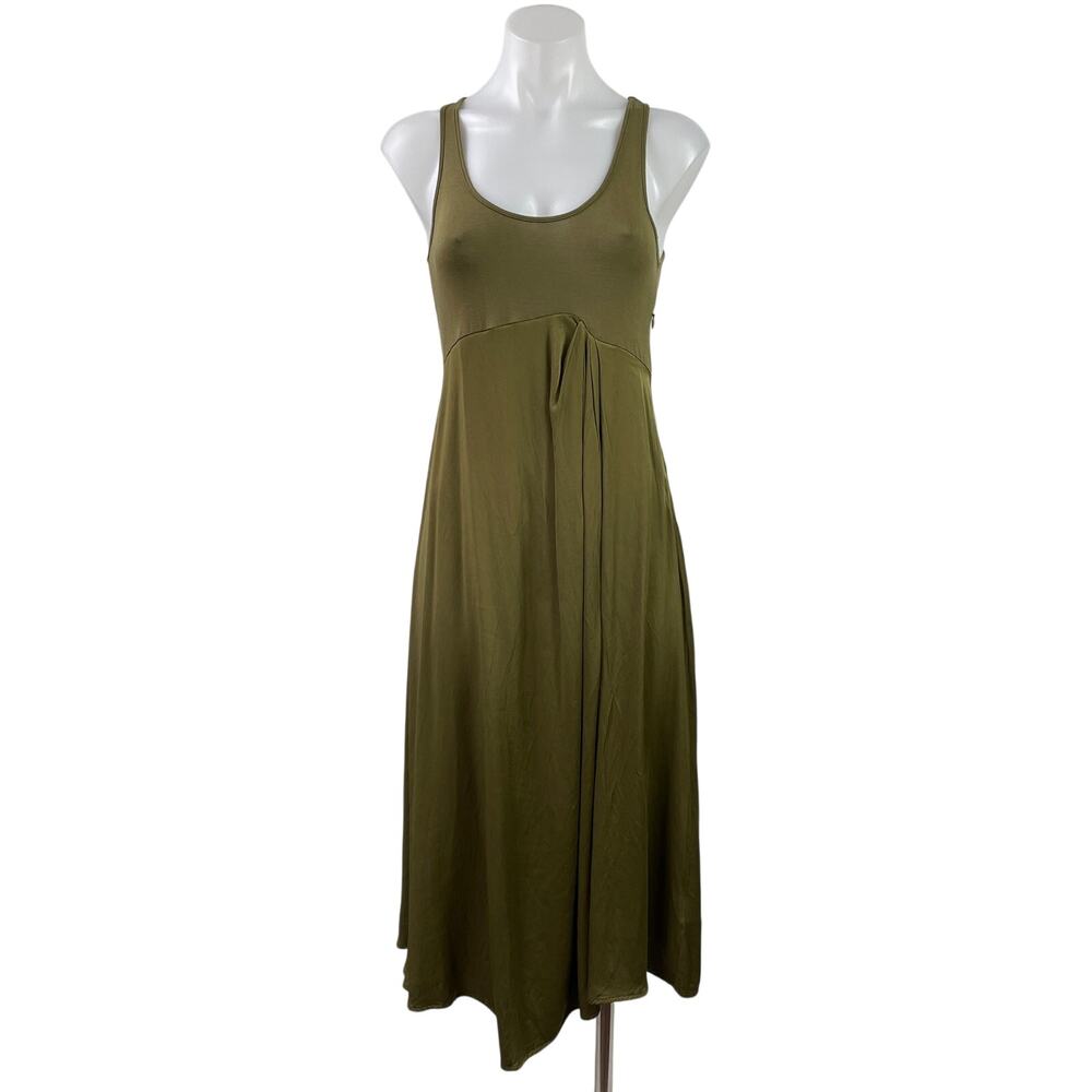 Anthropologie Olive Green Sleeveless Scoop Neck Tank Fit & Flare Midi Dress XS